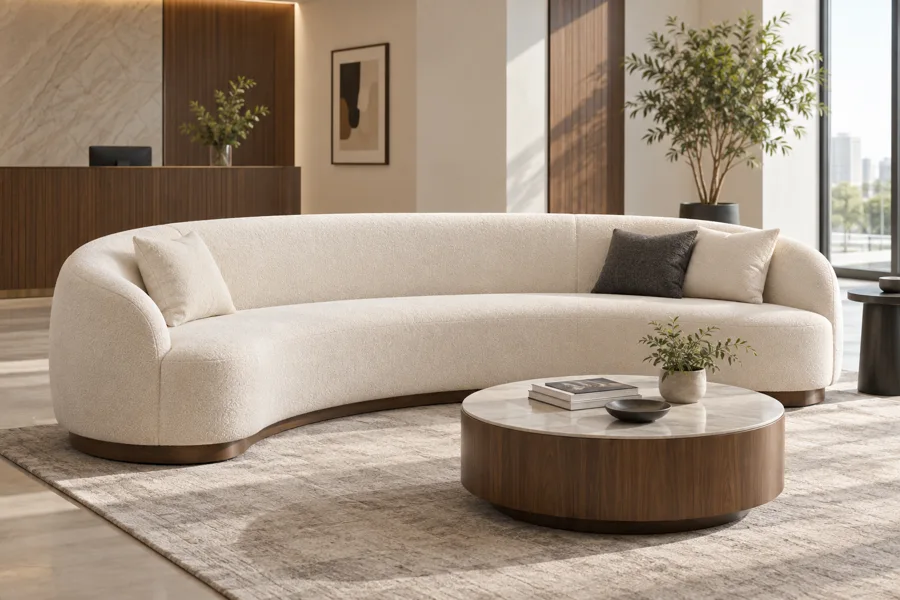 Curved ivory office lounge sofa